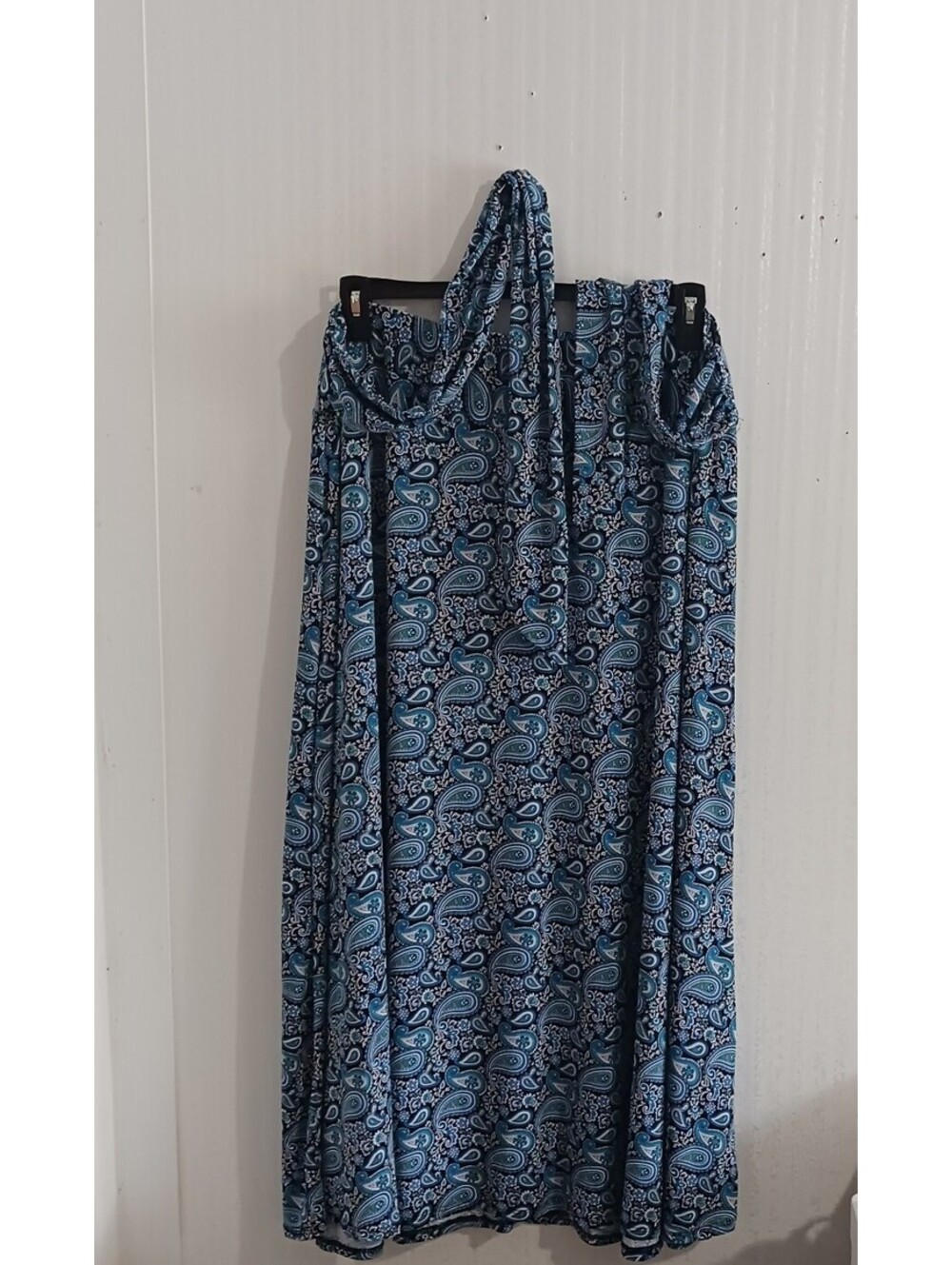 NY Collections women's Blue,Black  & white Knit Maxi skirt with Sashs  tie 2X